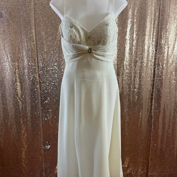 Poly USA Dresses & Skirts - Y2K White Beaded Midi Dress with Matching Shawl/Sizes XS-S